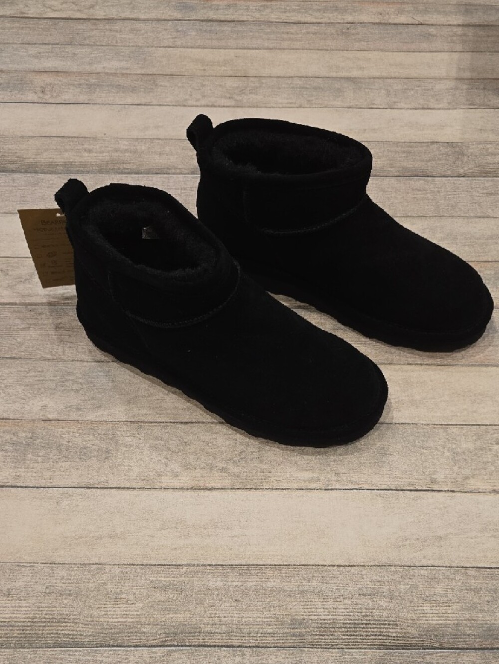 BearPaw Shorty Womens Black Suede Short Winter Boots Size 9 - Picture 2 of 8
